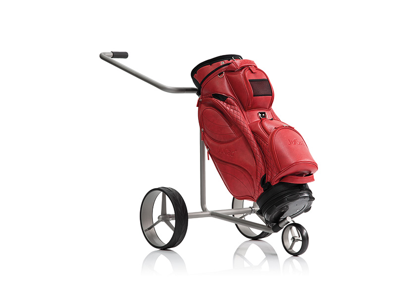 JuStar-Silver-HW_JU_5926_shop JuStar Silver manual, 3-wheel version with sample JuCad bag Style red (Golf bag and accessories are not included in the scope of delivery and has to be ordered separatly.)