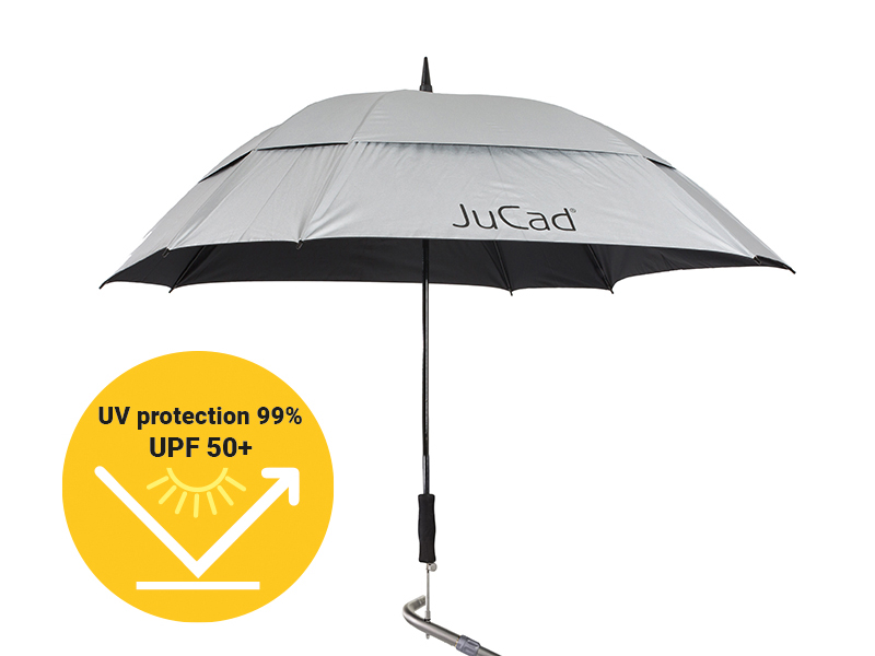 JuCad windproof umbrella_telescopic_silver with UV protection_on the trolley_JS3WP-SI