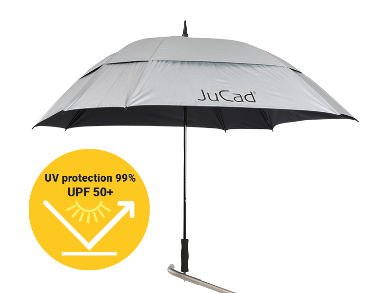 JuCad windproof umbrella_silver with UV protection_on the trolley_JSWP-SI