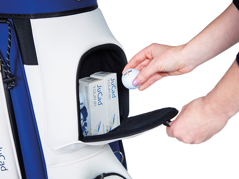 JuCad_bag_First Class Revolution_royal blue-white_JBFCR-BW_example magnetic closure 2